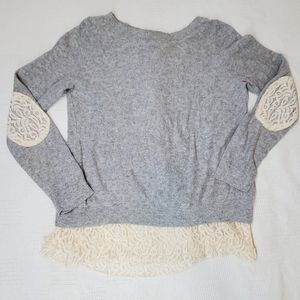 Anthropologie Angel of the North Gray Lace Sweater